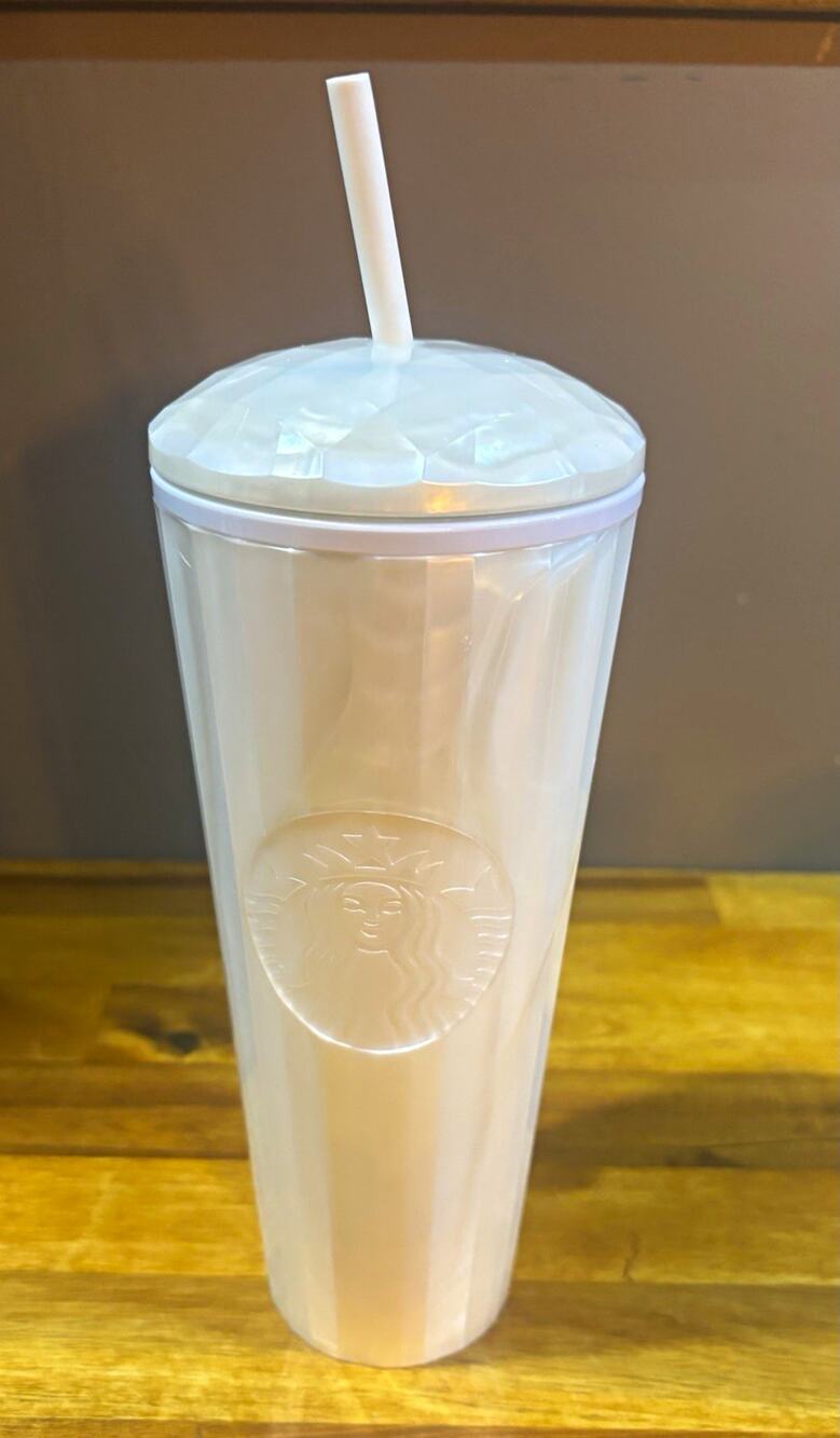 Starbucks White Pearl Dome Kaleidoscope Tumbler w/ Lid & Straw, 24 oz